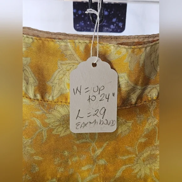 #180 EARTHBOUND Gold and Brown Silk Maxi Skirt - Picture 3 of 4